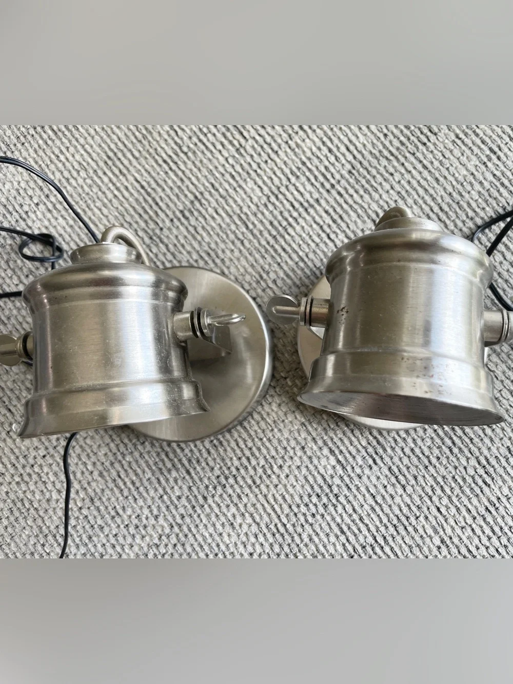 Hampton Bay 2 LED Spotlight Desk Lamps Nickel Accent Lamp Pair Industrial Silver